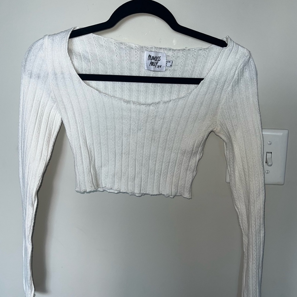 Princess Polly white cropped long sleeve